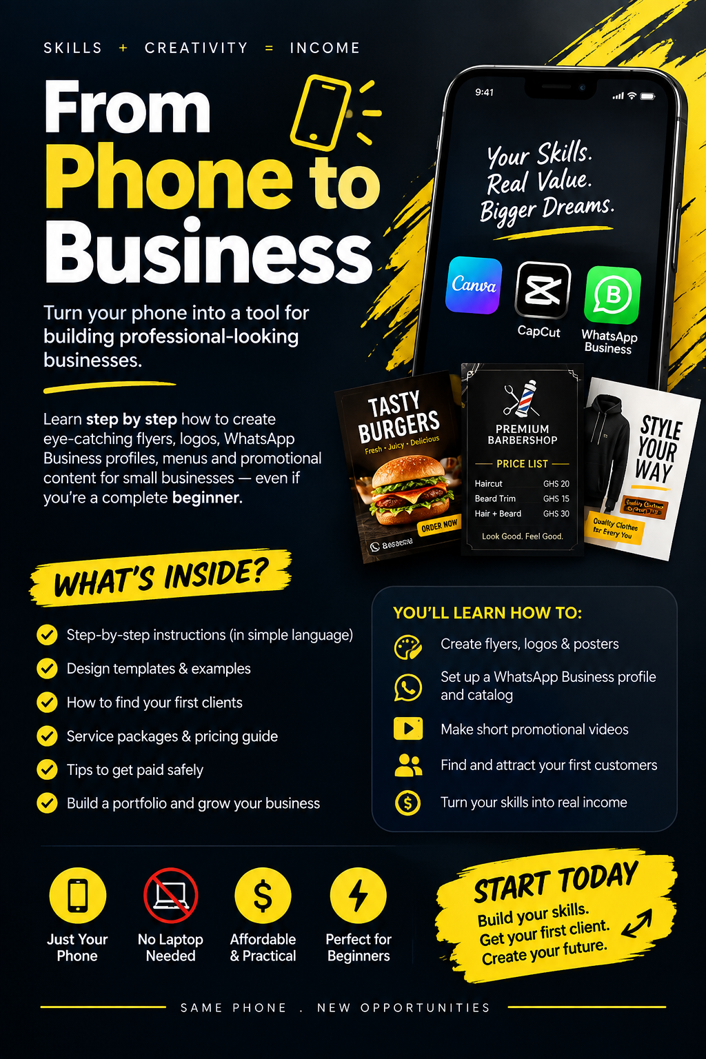 📱 From Phone to Business Turn your phone into a tool for building professional-looking businesses.